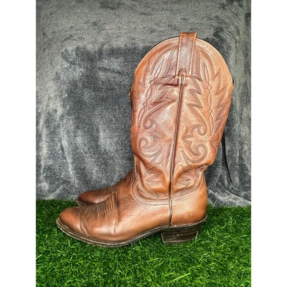 Dan Post Brown Leather Western Cowboy Boots Pointed Toe Men Size 8 D